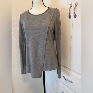 Elie Tahari Gray Merino Wool Asymetrical Sweater